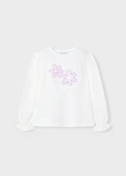 Online Camiseta aplique flores niña Camisetas Y Polos