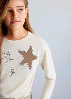 Fashion Camiseta detalle strass chica Camisetas Y Polos