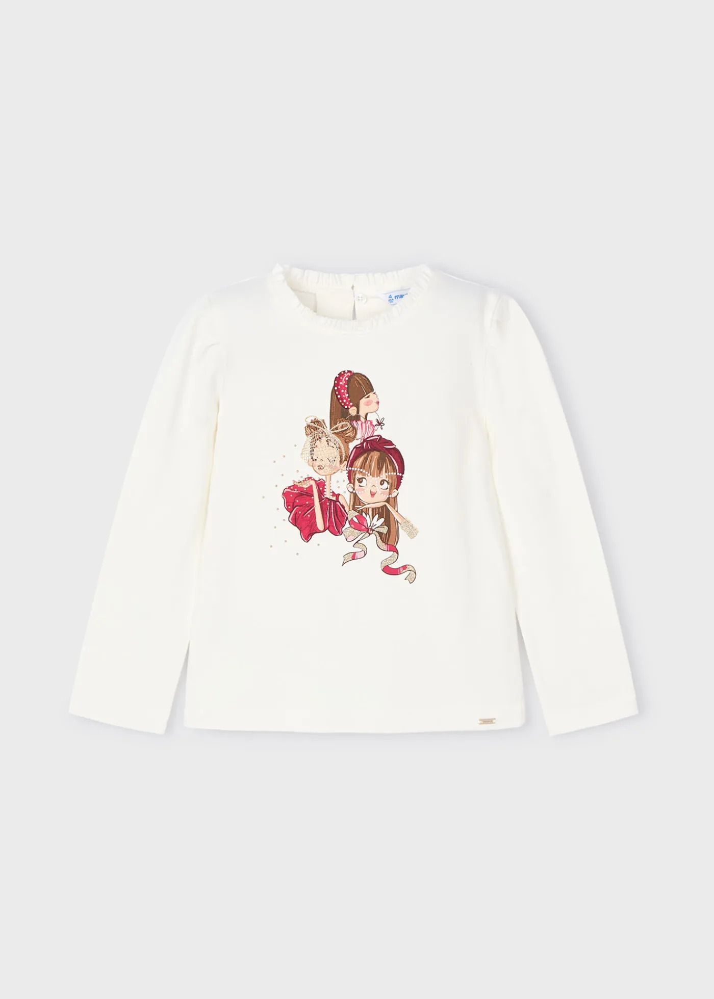Fashion Camiseta dibujo volante cuello niña Camisetas Y Polos