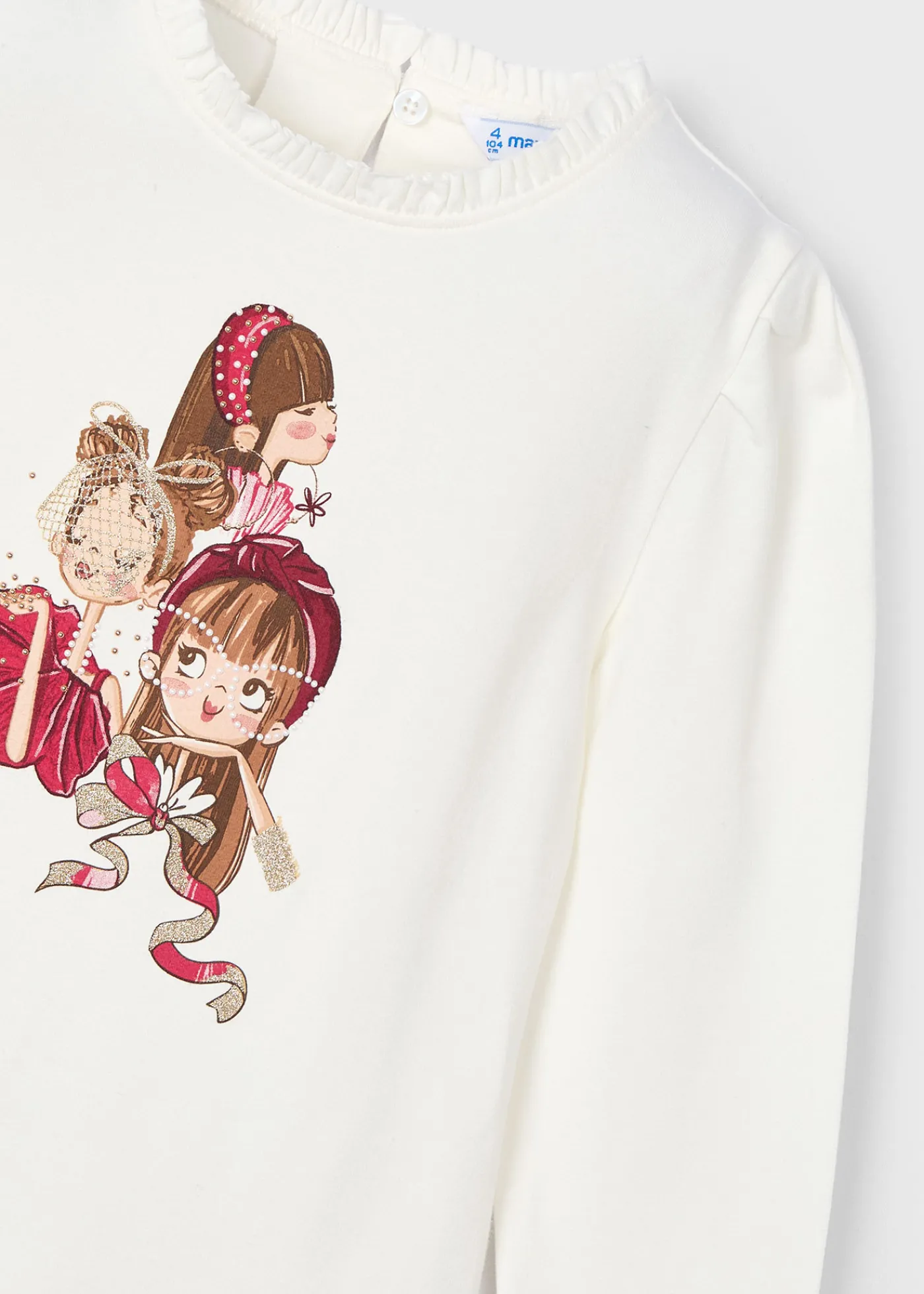 Fashion Camiseta dibujo volante cuello niña Camisetas Y Polos