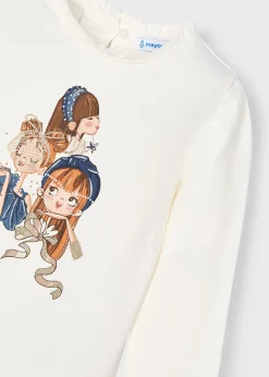 Discount Camiseta dibujo volante cuello niña Camisetas Y Polos