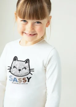 Clearance Camiseta manga fruncida gato niña Camisetas Y Polos