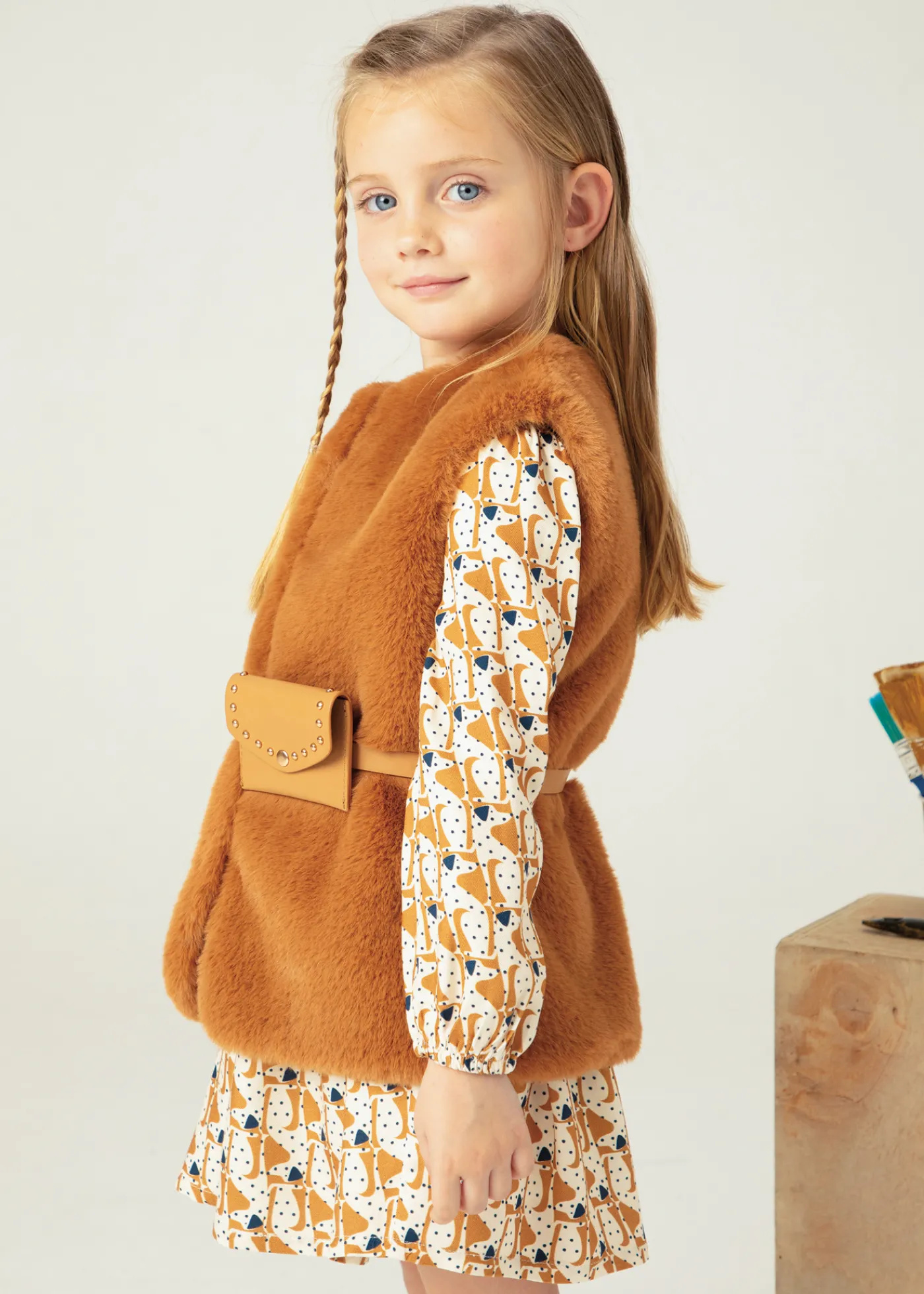 Best Chaleco pelo con cinturón niña Abrigos Y Chaquetas