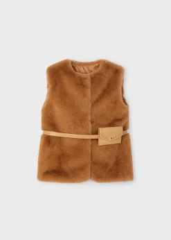 Best Chaleco pelo con cinturón niña Abrigos Y Chaquetas