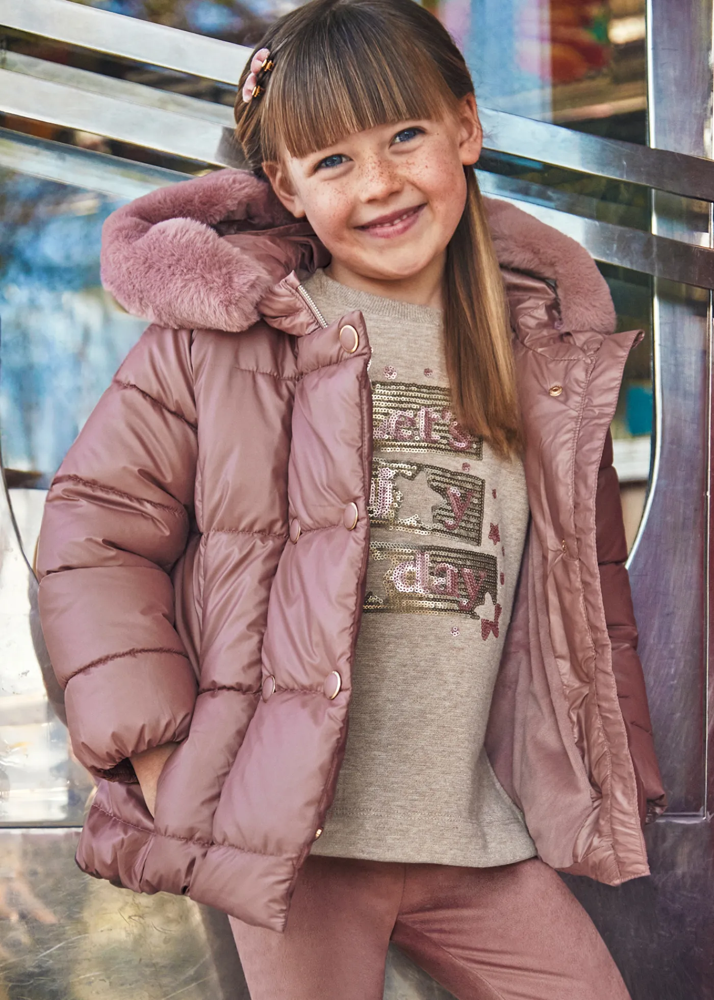 Outlet Chaquetón largo nacarado niña Abrigos Y Chaquetas