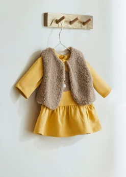 Fashion Conjunto 3 piezas chaleco pelo recién nacida Vestidos