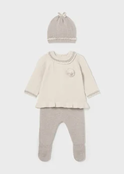 Online Conjunto 3 piezas tricot recién nacida Conjuntos