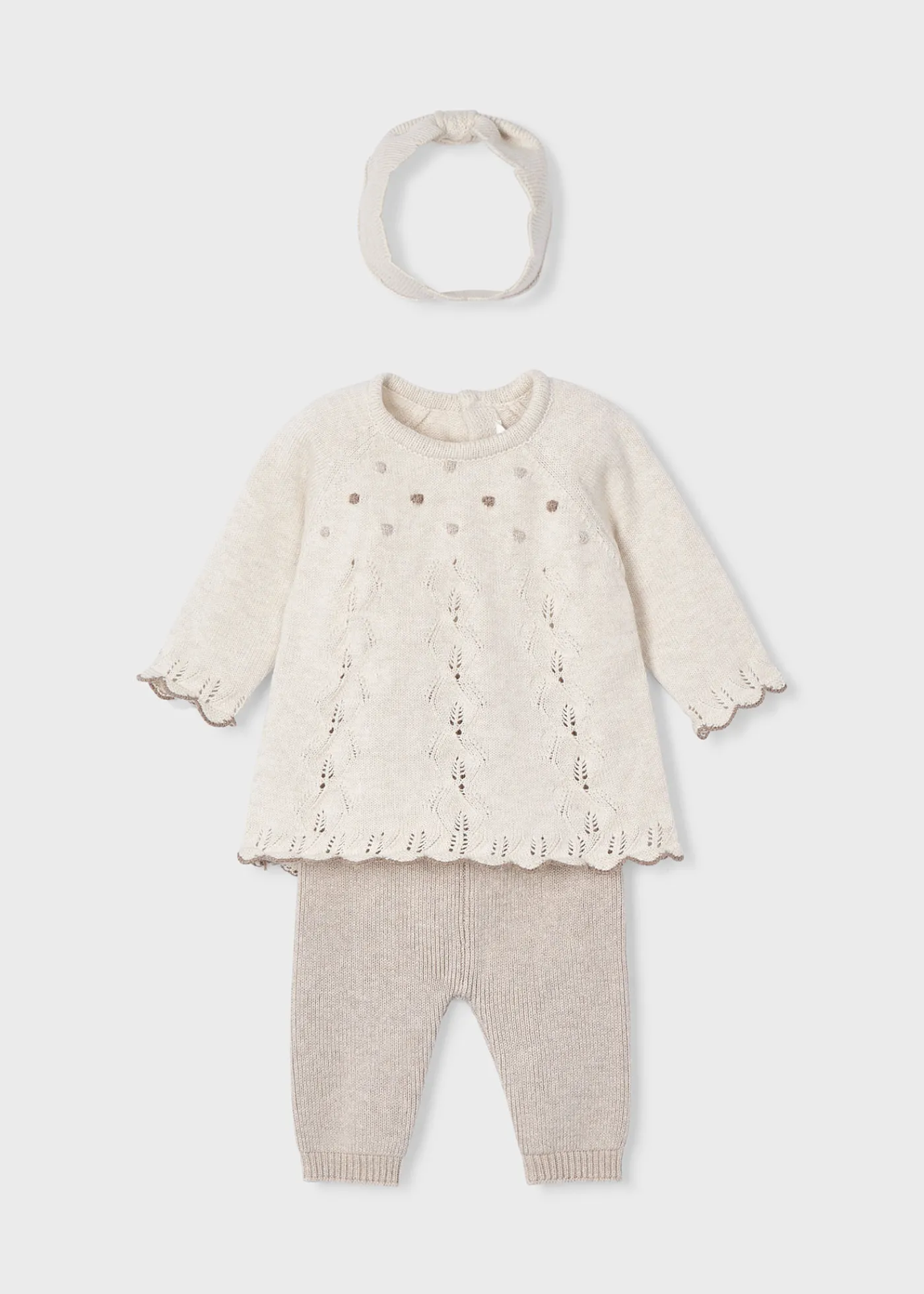Clearance Conjunto 3 piezas tricot recién nacida Conjuntos