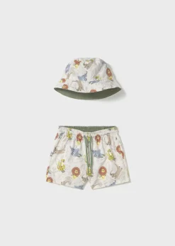 Best Sale Conjunto bañador y gorro reversible protección solar bebé Bañadores