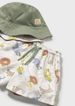 Best Sale Conjunto bañador y gorro reversible protección solar bebé Bañadores
