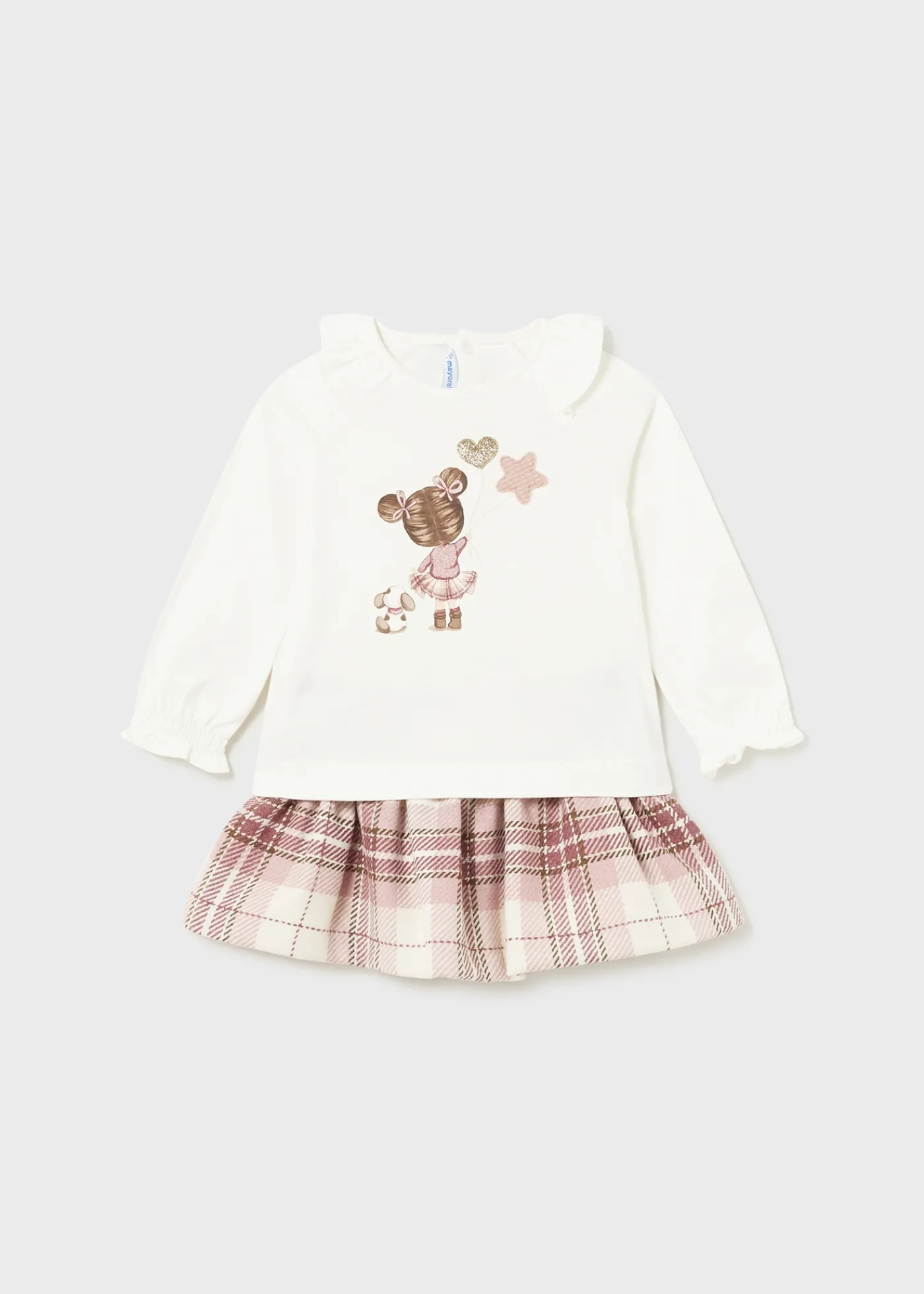 Sale Conjunto falda cuadros y camiseta bebé Conjuntos