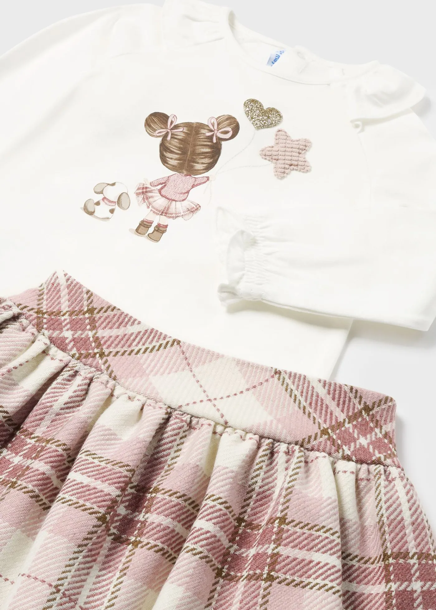 Sale Conjunto falda cuadros y camiseta bebé Conjuntos