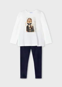 Flash Sale Conjunto legging terciopelo y camiseta niña Conjuntos