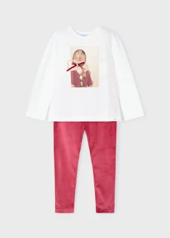 Cheap Conjunto legging terciopelo y camiseta niña Conjuntos