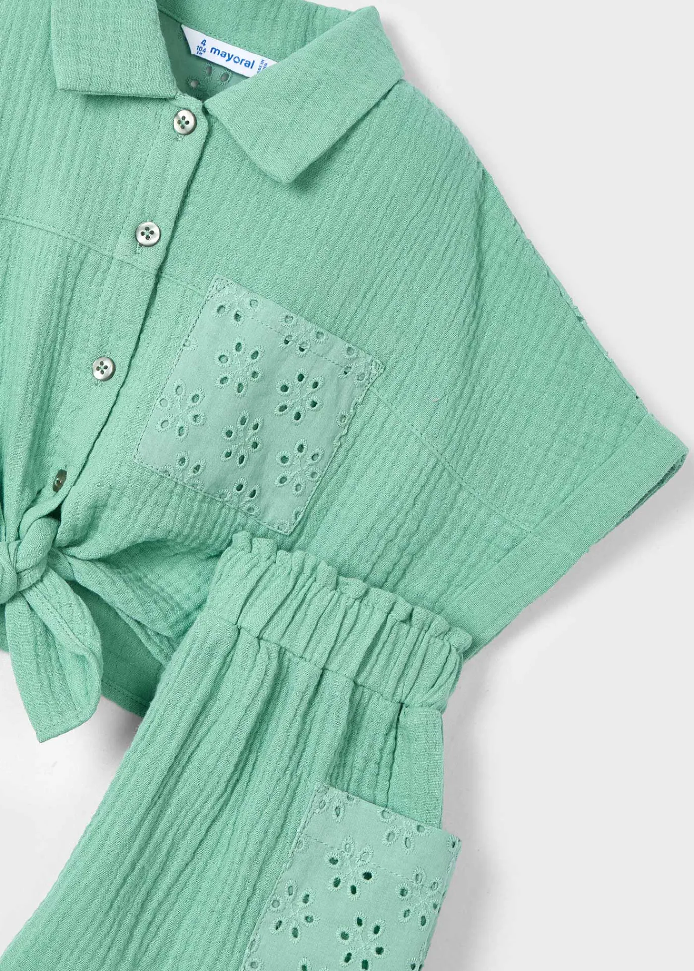 Store Conjunto pantalón corto perforado y blusa niña Conjuntos