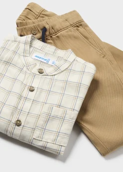 Clearance Conjunto pantalón y camisa cuadros bebé Conjuntos
