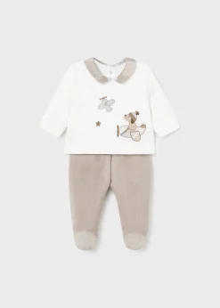 Clearance Conjunto polaina y camiseta tundosada recién nacido Conjuntos