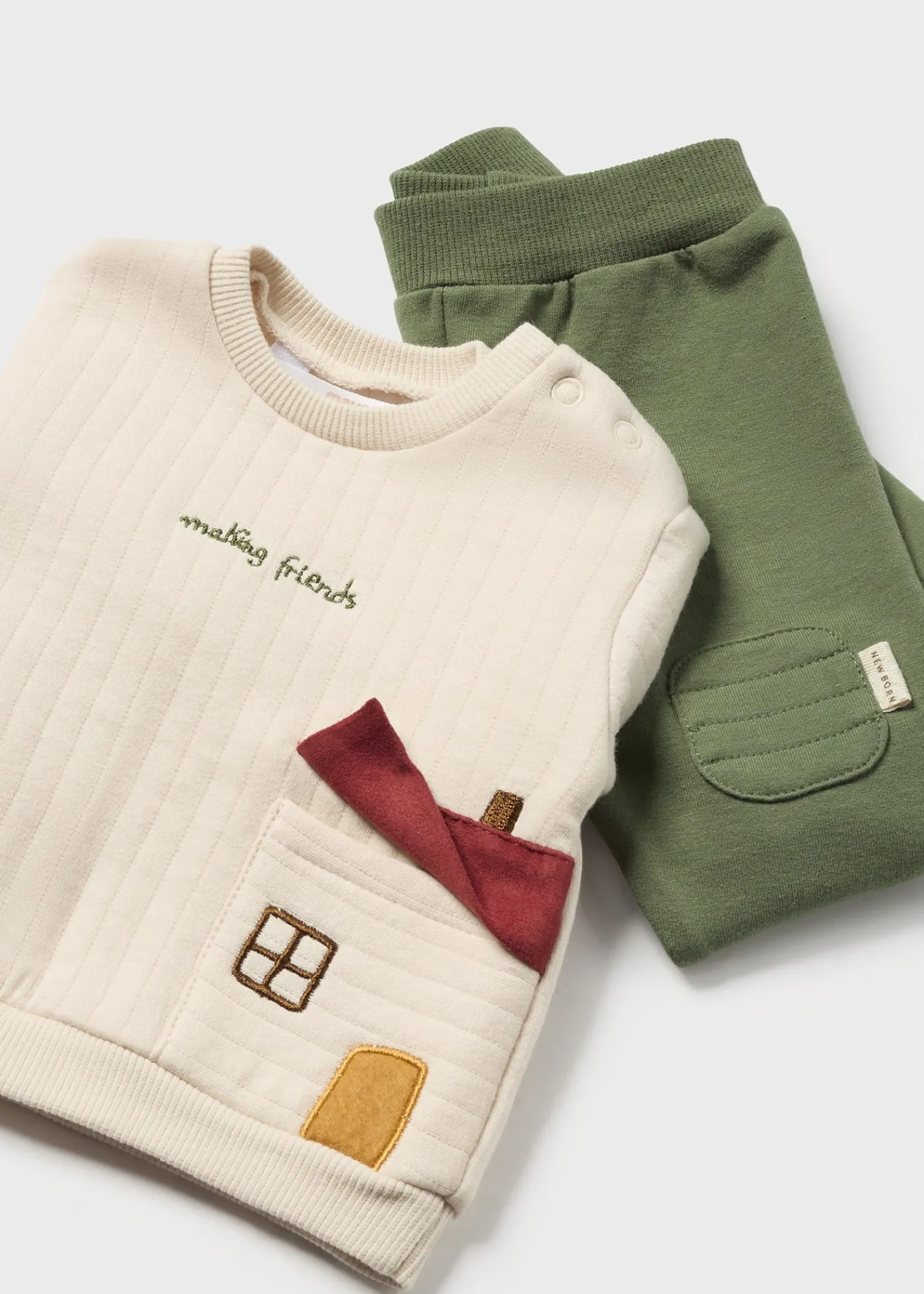 Best Conjunto polaina y sudadera casita recién nacido Conjuntos