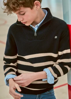Online Jersey rayas cuello cremallera chico Jerséis