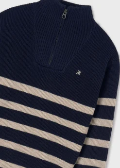 Online Jersey rayas cuello cremallera chico Jerséis
