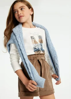 Clearance Pantalón corto pana chica Pantalones Y Faldas
