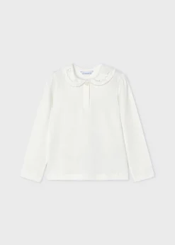 Shop Polo cuello decorado básico niña Camisetas Y Polos