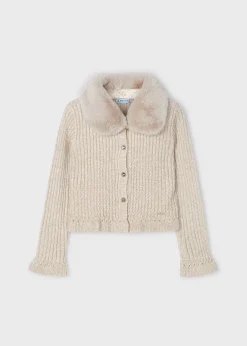 Fashion Rebeca tricot cuello pelo niña Rebecas Y Chaquetas De Punto