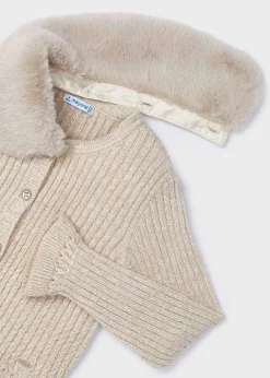 Fashion Rebeca tricot cuello pelo niña Rebecas Y Chaquetas De Punto