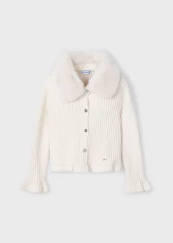 New Rebeca tricot cuello pelo niña Rebecas Y Chaquetas De Punto