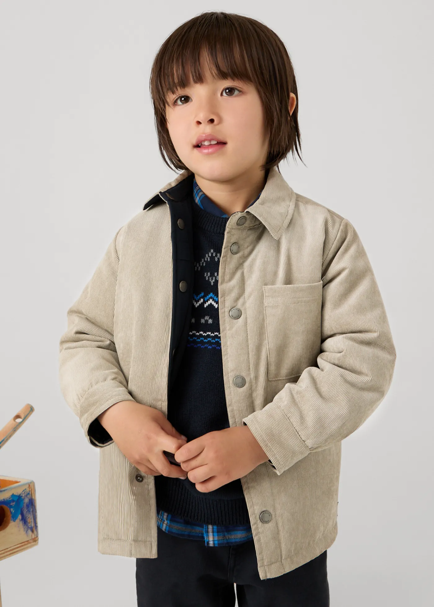 Cheap Sobrecamisa reversible pana niño Camisas