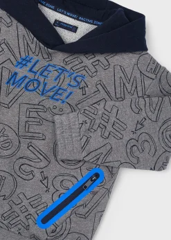 Shop Sudadera estampada capucha contraste niño Sudaderas