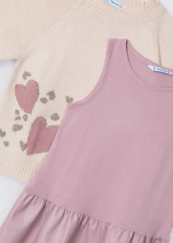 Shop Vestido combinado tricot niña Vestidos