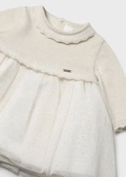 Cheap Vestido combinado tul purpurina recién nacida Vestidos