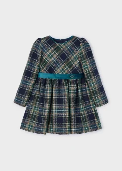 Sale Vestido cuadros cinta terciopelo niña Vestidos