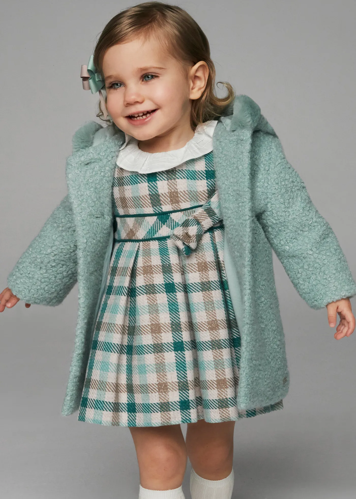 Best Vestido cuadros cuello volante bebé Vestidos