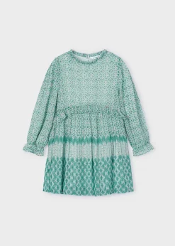 Store Vestido estampado gasa plisada niña Vestidos