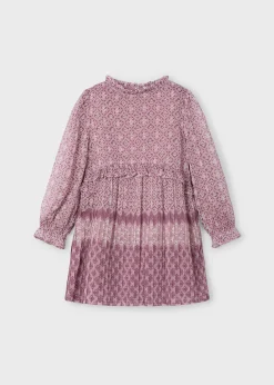 Discount Vestido estampado gasa plisada niña Vestidos