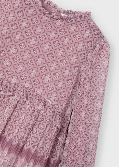 Discount Vestido estampado gasa plisada niña Vestidos