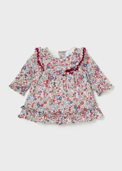 Online Vestido estampado volantes recién nacida Vestidos