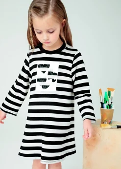 Best Sale Vestido rayas hilo metalizado niña Vestidos