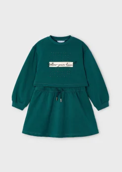 Shop Vestido sin mangas con sudadera texto niña Vestidos