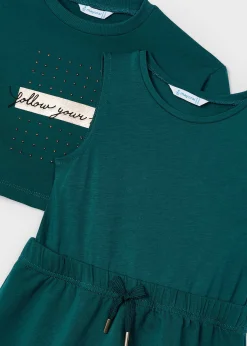 Shop Vestido sin mangas con sudadera texto niña Vestidos