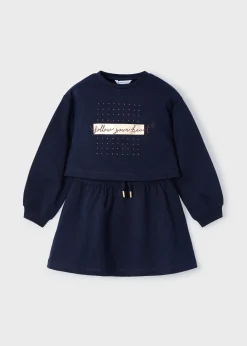 Cheap Vestido sin mangas con sudadera texto niña Vestidos