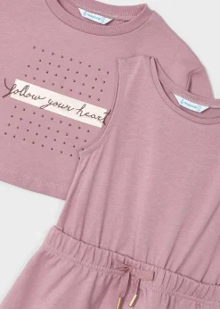 Fashion Vestido sin mangas con sudadera texto niña Vestidos